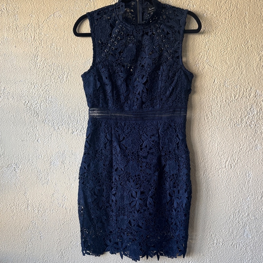 Bardot Navy Floral Lace Cocktail Dress